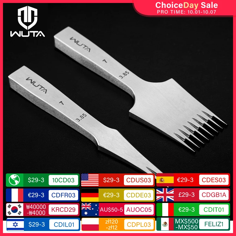 

WUTA 1PC Professional Sharp Leather Chisel Punch French Style Pricking Iron Punching Tool High Polish-2.7/3.0/3.38/3.85mm