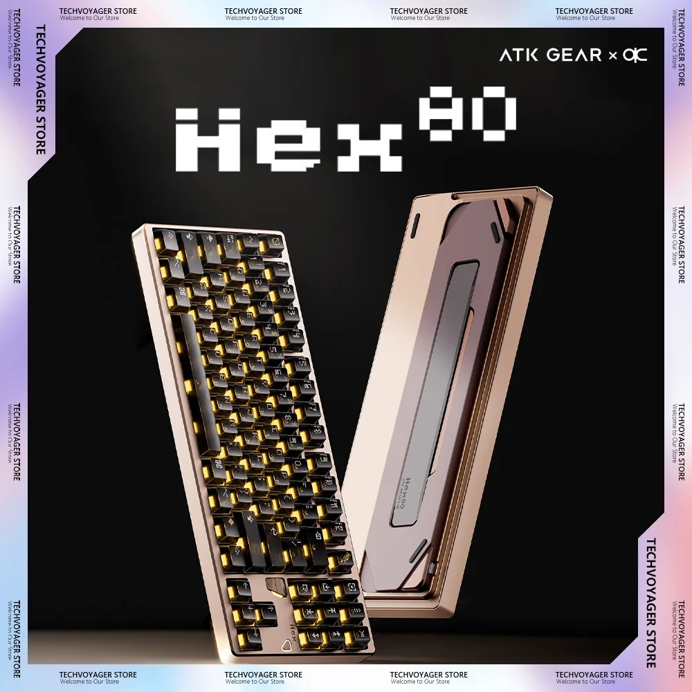 

ATKxQK Hex80 Магнитный переключатель Механические клавиатуры RGB с возможностью горячей замены из алюминиевого сплава Проводная игровая клавиатура на заказ ПК Подарки для киберспорта