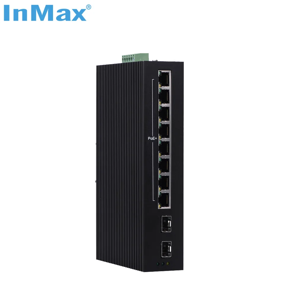 InMax Manufacturer 1000m Industrial Poe Switch for Cctv 10 Ports Ethernet Switch