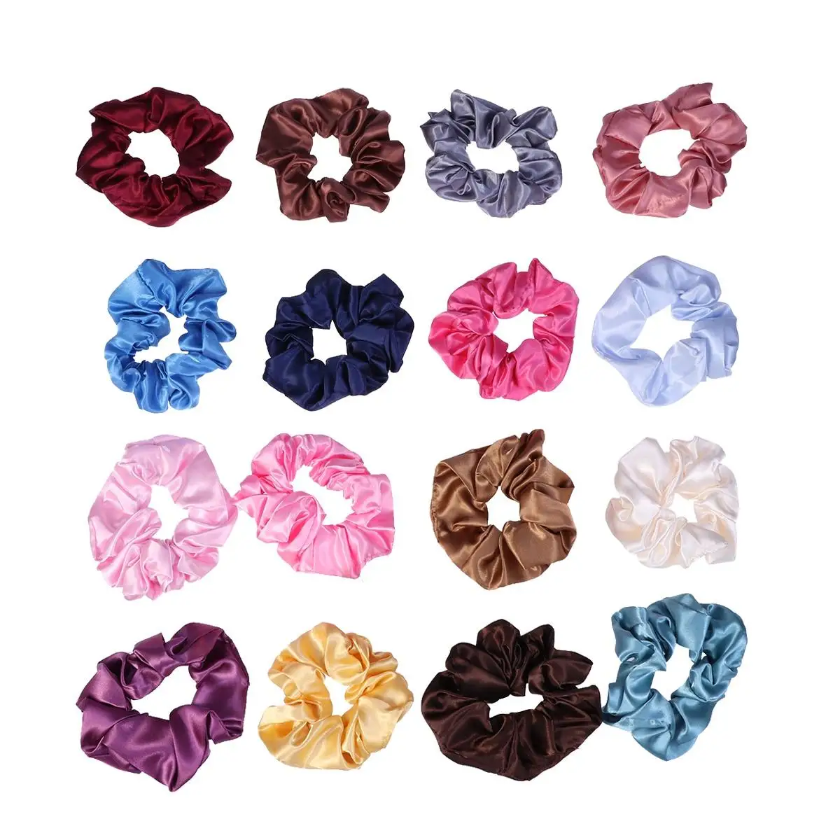 

16 Pcs Satin Ties Elastic Ponytail Holders Solid Color Hair Ropes Gifts For Girls Female Friends Daily Wear Stylish Accessories