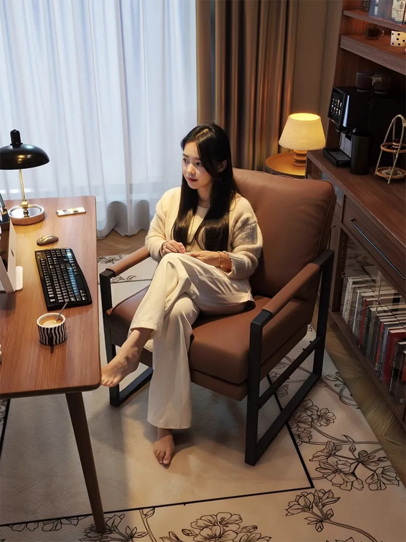 Single Casual Sofa Chair Iron Art Conference Office Negotiation Desk Learning Computer Sofa