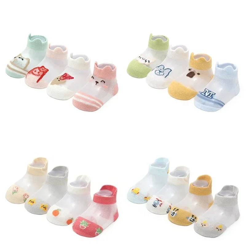 

4 Pairs 0-5Years Infant Baby Socks Children Socks for Girls Cotton Mesh Cute Newborn Boy Toddler Socks Kids Clothes Accessories