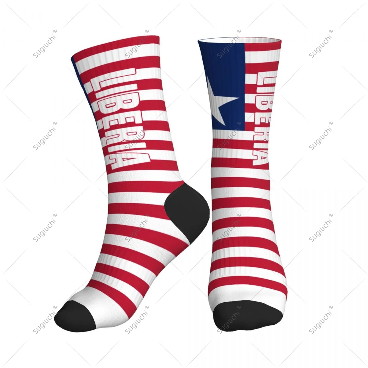 

Полиэстеровые носки до середины икры с 3D принтом флага Либири для мужчин и женщин, кавайные носки, уличные носки для скейтборда