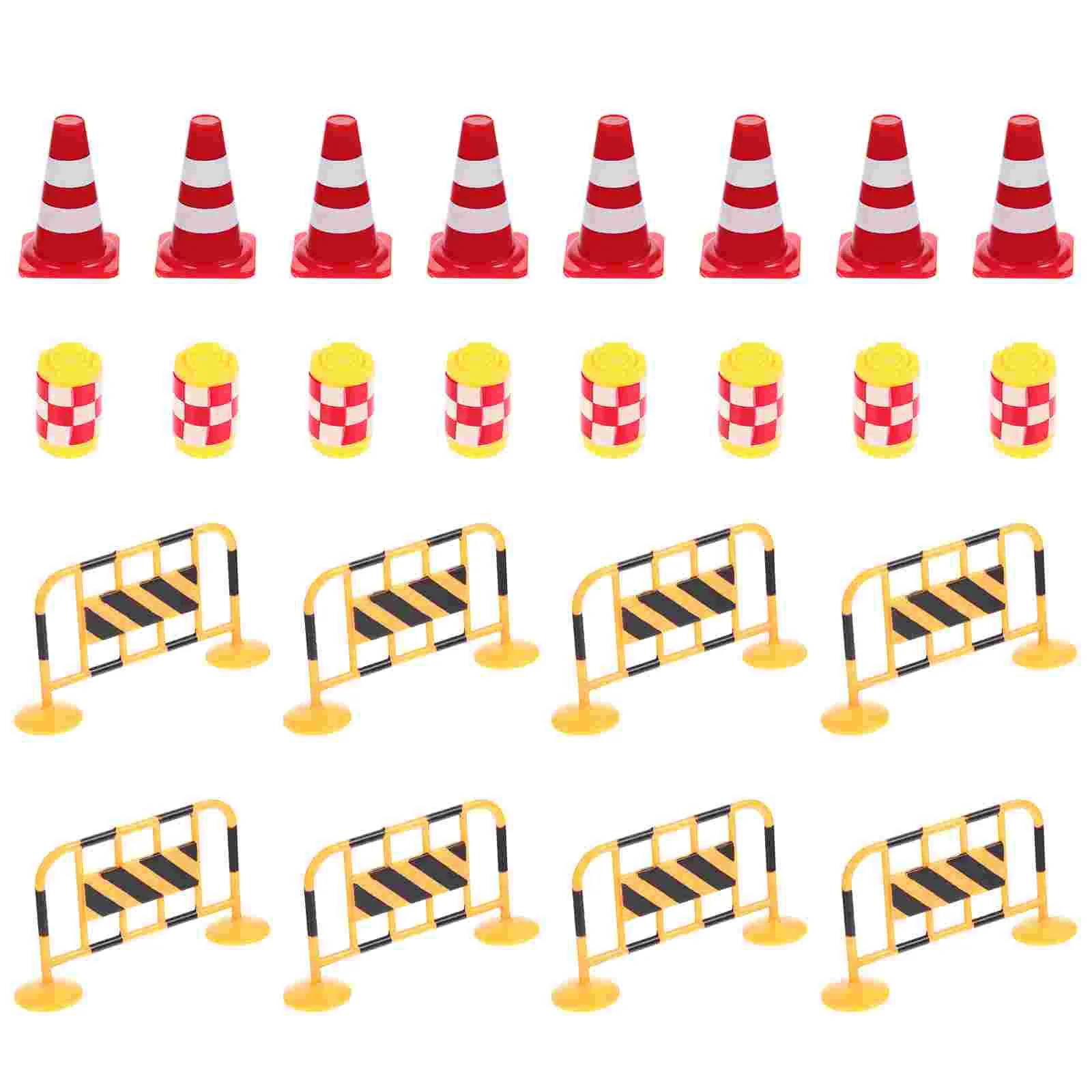 

24 Pcs Barricade Props Micro Scene Toy Mini Toys Kids Traffic Cones Road Signs Barrier Set Miniature Roadblock