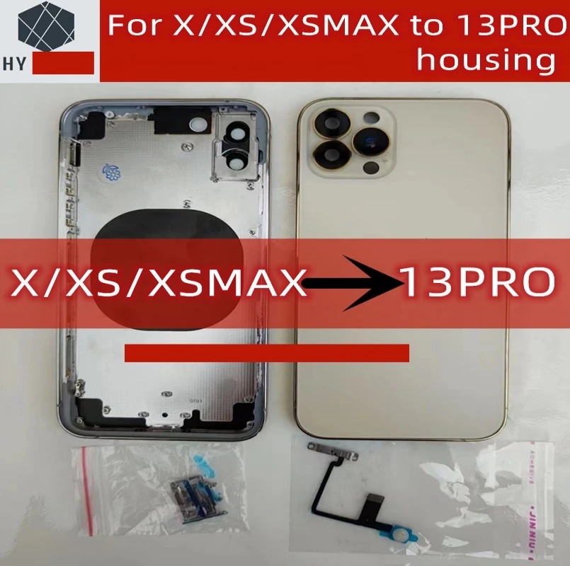 housing For X XS XSMAX  ~ 13 Pro rear battery midframe replacement, X XS XSMAX  case like 13 PRO aluminum alloy frame +