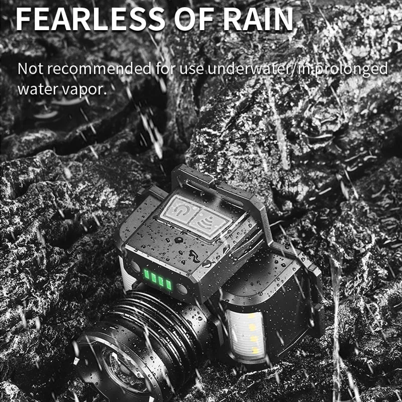 Powerful LED Headlamp Sensor Work Light USB Rechargeable Headlight Outdoor Fishing Head Lamp High Power Head Torch