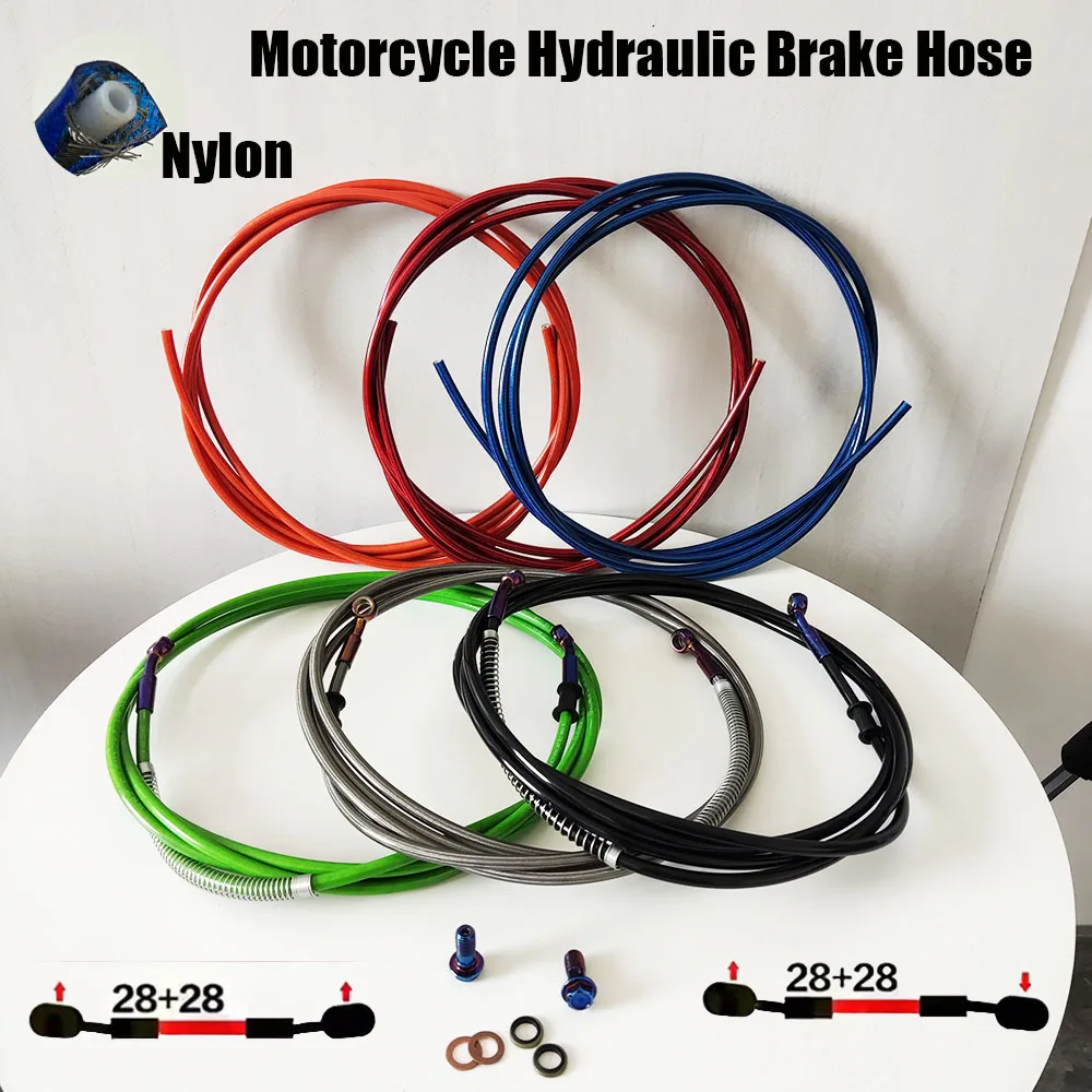 

30cm-500cm 28 Degree Color Plated Joint M10 Hydraulic Brake Oil Hose Line Pipe for Motorcycle Pit Dirt Bike ATV Motocross Bikes