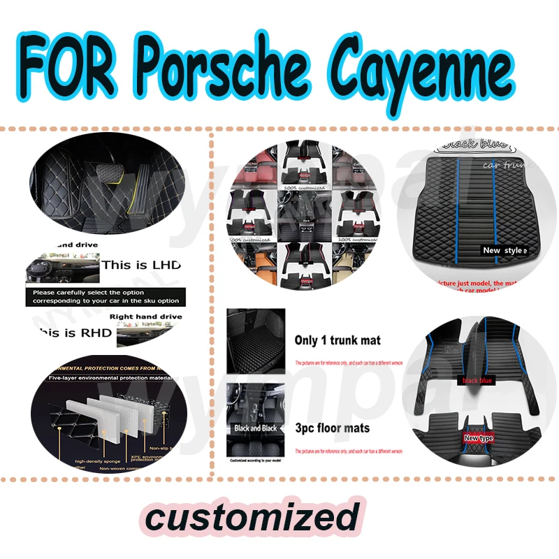 

LUXURY Leather Car Floor Mats For Porsche Cayenne 9Y0 9Y3 2018~2022 5 Door Anti-dirt Pad Car Mat