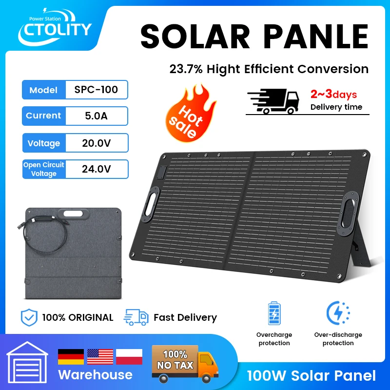 Camping 100W Solar Panel Complete Kit Foldable Portable Generator Battery Energy Built-in MPPT Comtroller System Waterproof