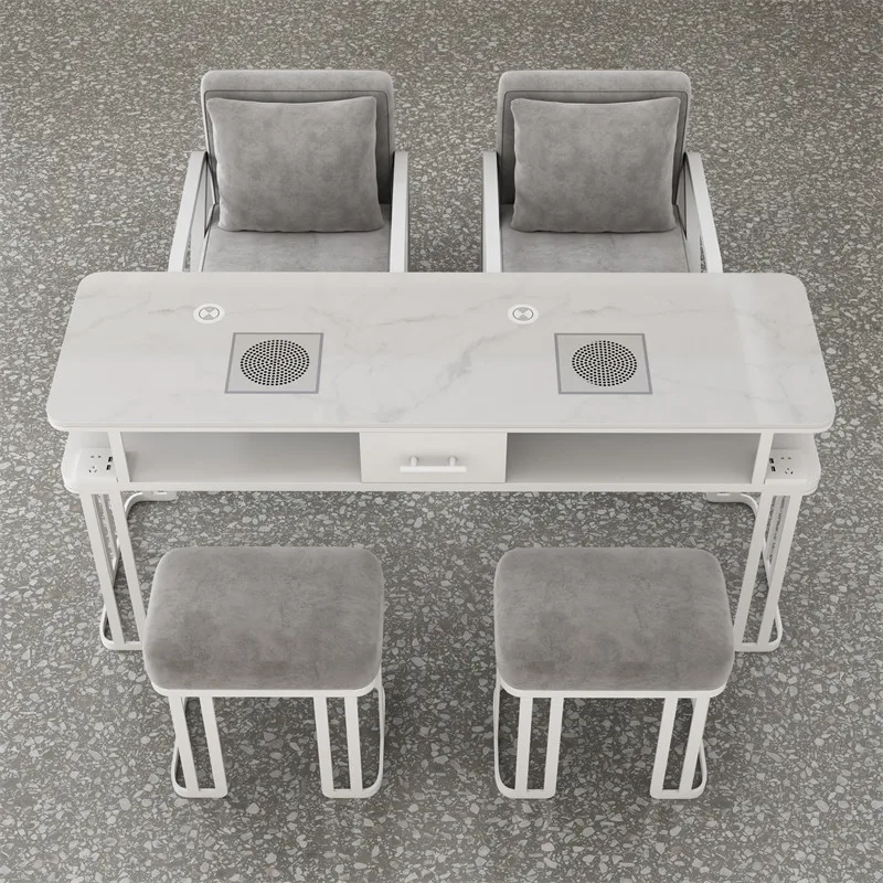 Economical Manicure Nail Table Built-in Dust Collector & Power Socket Single/Double/Triple Person Light Luxury Nail Salon Desk