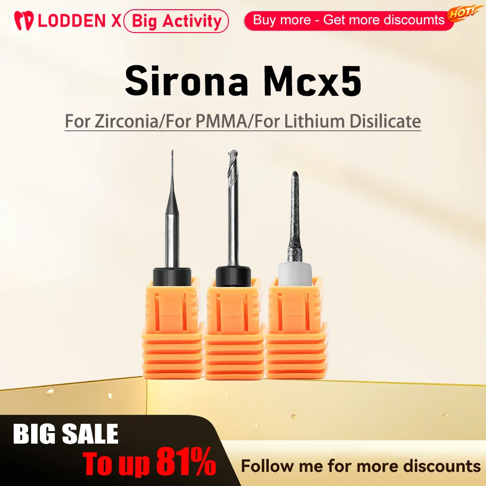 

Sirona MCX5 Dental Milling Burs for PMMA Glass Ceramics Zirconia Dental Material Lithium Disilicate D4 DC Coating CAD CAM Cutter