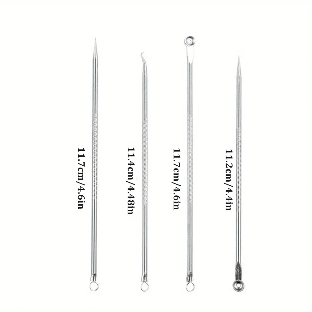 4 teile/los Edelstahl Mitesser Entferner Extraktion Pickel Komedonen Akne Extractor Whitehead Blemish Kit