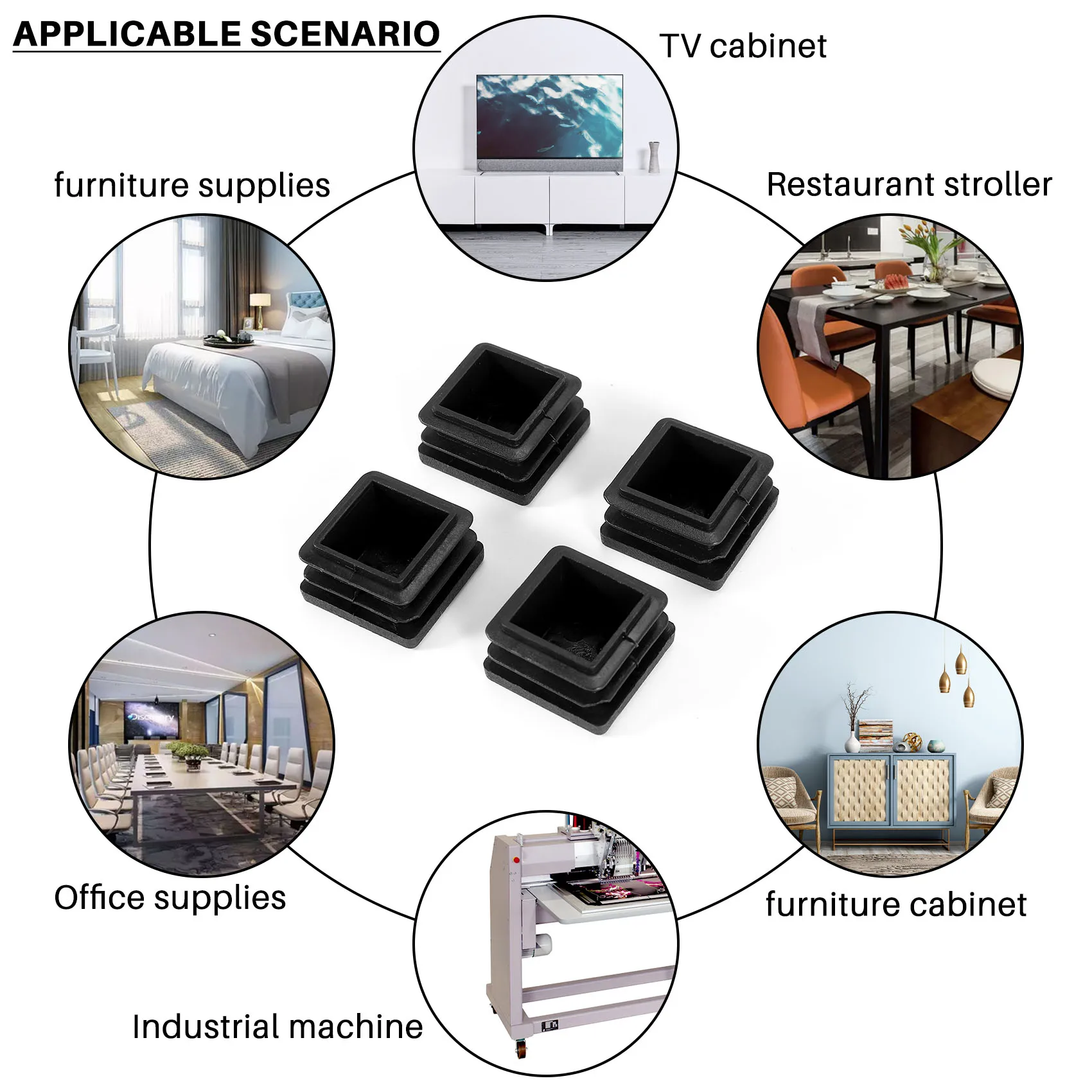 ABXF-200Pcs 1인치 사각 튜브 엔드 캡 플라스틱 플러그 튜브 엔드 캡 포스트 파이프 캡 커버 튜빙 인서트 의자 글라이드 플러그