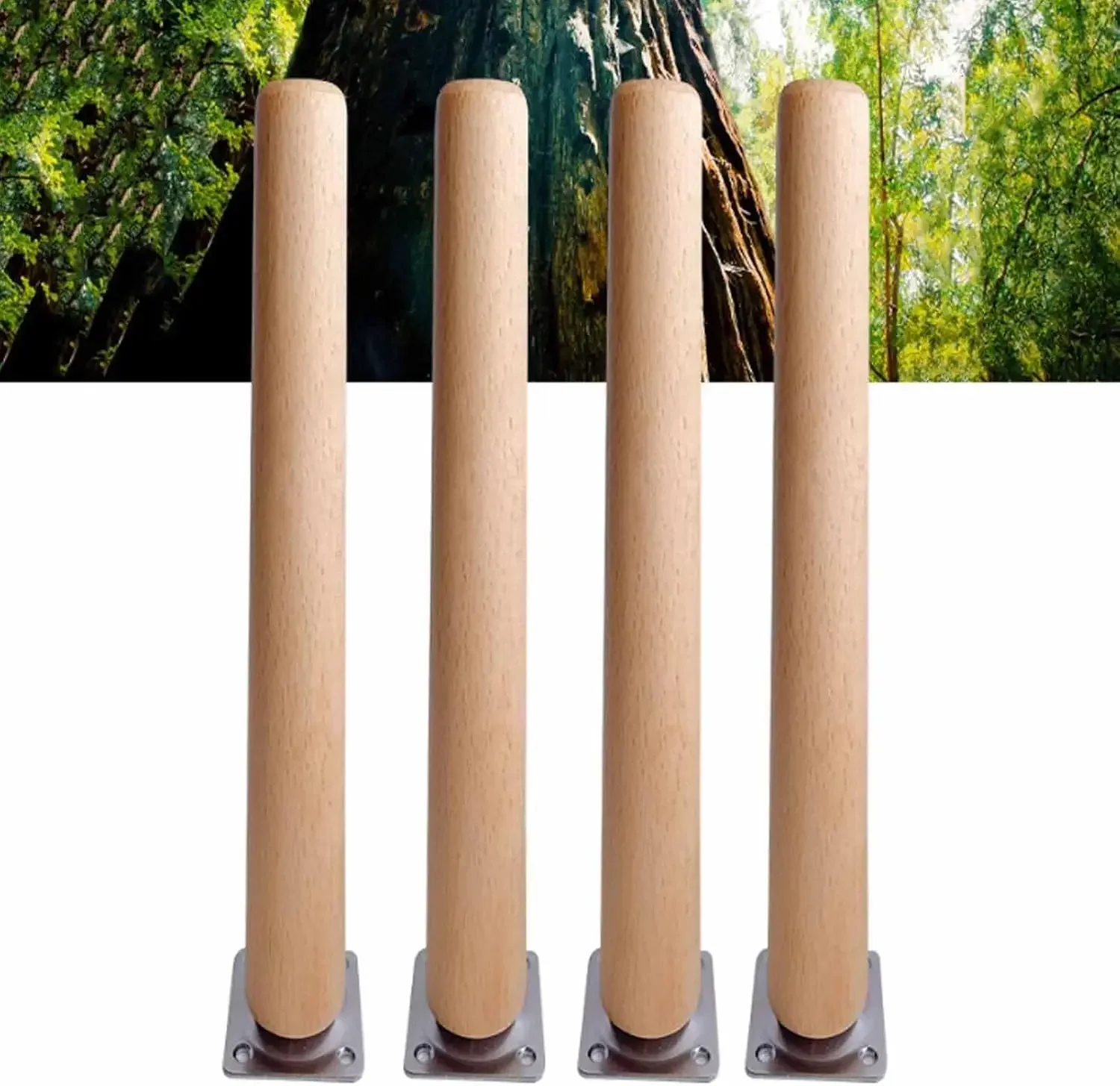 Set of 4 Wooden Furniture Legs,Solid Tapered Wood Table Legs Dresser Legs for Sofa Table Chair Tea Cabinet with Screws Mounting