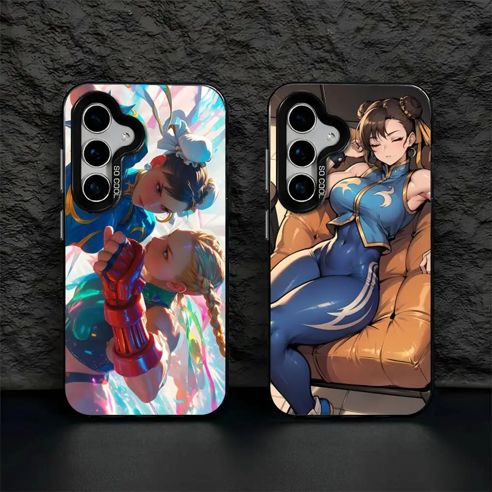 Street Fighter Chun-Li Phone Case IMD Colorful Case Silver for Samsung Galaxy S24 S23 S22 S21S20 Plus Ultra