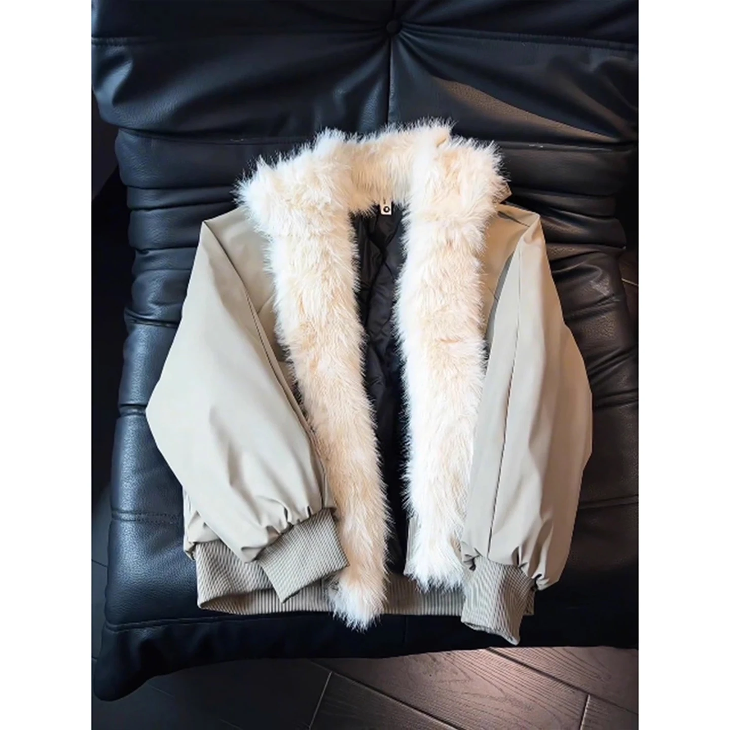 سترات باركاس جلدية عصرية بياقة من الفرو الصناعي للرجال لشتاء 2025 معاطف جديدة مبطنة بياقة عالية من جلد البولي يوريثان معاطف باركاس #6