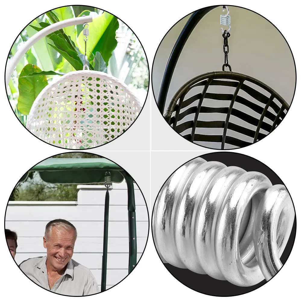 Columpio colgante para silla hamaca, bobina de acero resistente para uso en interiores y exteriores, columpio para hamaca, resorte para porche, 4 Uds.