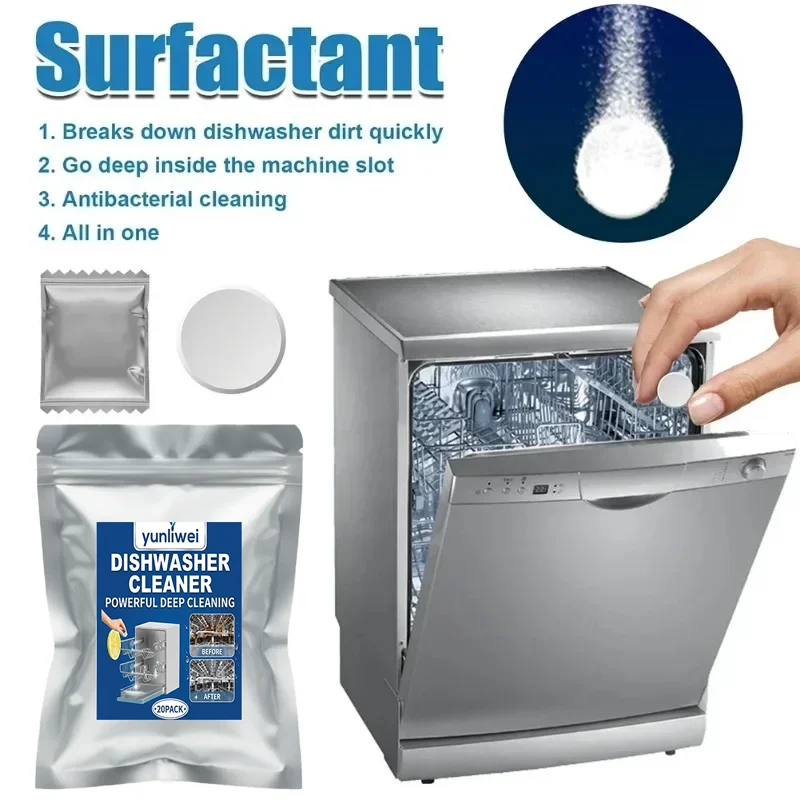 Dishwasher Cleaner Tablets Strong Oil Stain Removal Descaling Detergent Limescale Odor Removal  Effervescent  Deep  Yunliwei