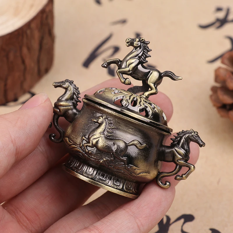 Unique Design Alloy Incense Burner Horse Lucky Hollow Lotus Incense Censer Seashell Incense Holder