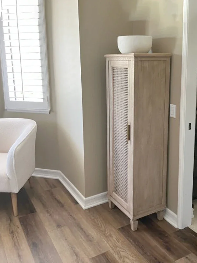 Retro Rattan Cabinet Single-Door Storage Cabinet