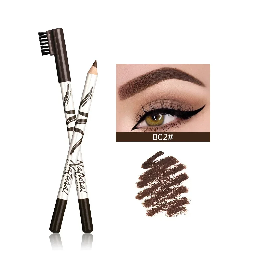 New Korean Double Eyebrow Pen with Brush Toothbrush Head Eyebrow Pencil Multifunctional Waterproof Long Lasting Makeup