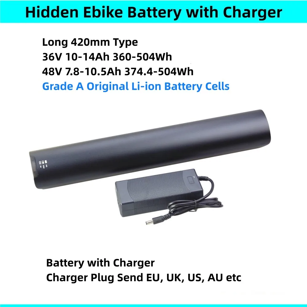 Hidden Ebike Battery 36V 10Ah 10.4Ah 11.6Ah 12.8Ah 14Ah 48V 10.5Ah for Ezego Commute Int Unisex macwheel RBSM Sports Mud Adder