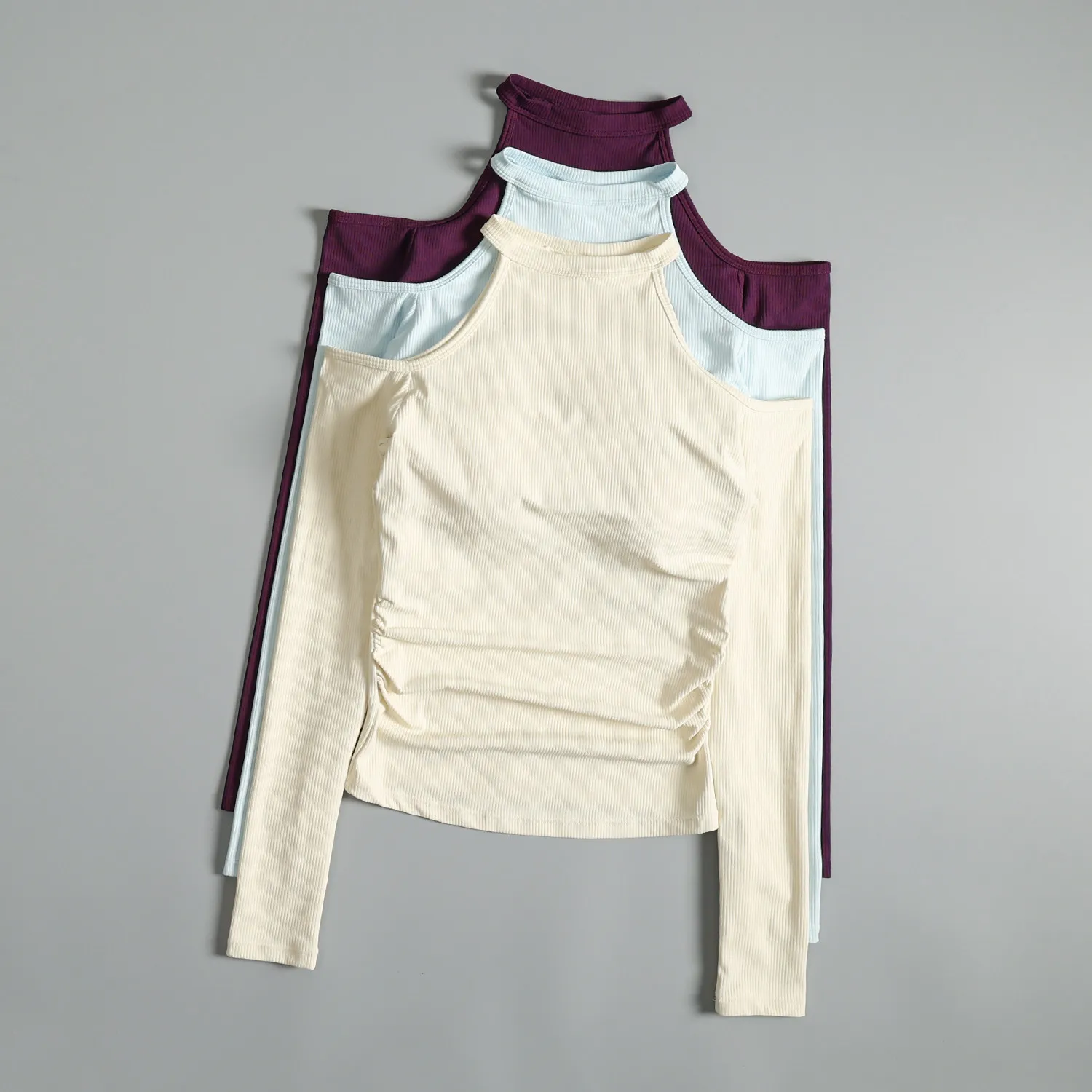 Good-looking yoga clothes long-sleeved women's spring fitness workout morning running tops with chest pads professional