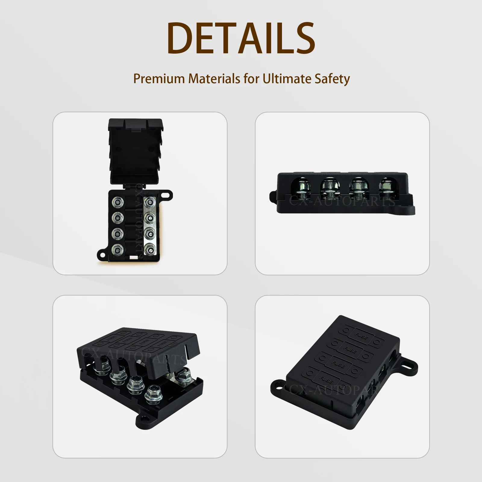 4-Wege-Sicherungsblock Hochleistungs-4-Kreis-Midi-ANL-Sicherungshalter mit Abdeckung Automotive Stromverteilerbox für Auto Boot Wohnmobil LKW – Detail 2