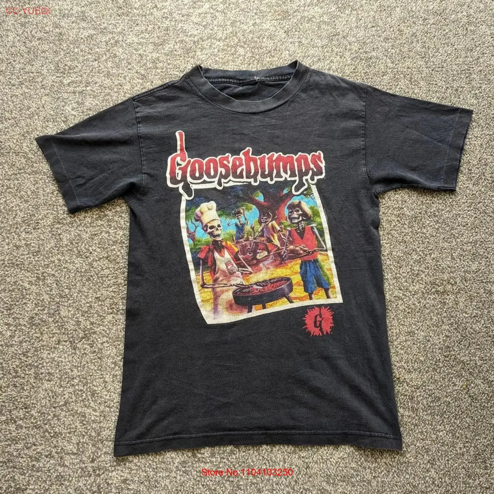 90s Promotional Goosebumps remake Black T shirt tee vtg NH17254 vintage Washed Breathable fashion streetwear Stretched Slightly