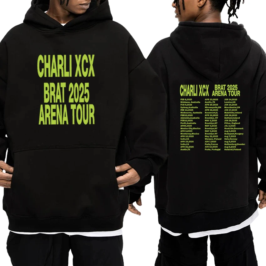 

New In Charli Xcx Brat 2025 Arena Tour Double Sided Printed Sweatshirt Autumn Winter Hoodies Long sleeve Fleece Unisex Pullovers
