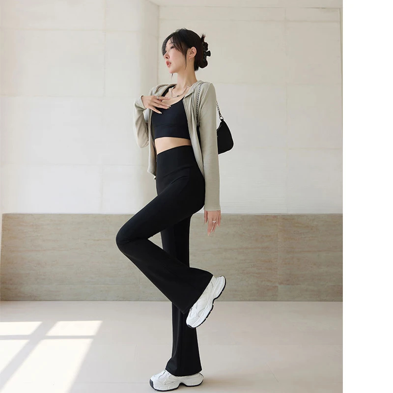 ラテンダンス衣装ハイウエスト痩身黒パンツ女性モダンダンス練習服タンゴチャチャサンバトレーニングパンツ