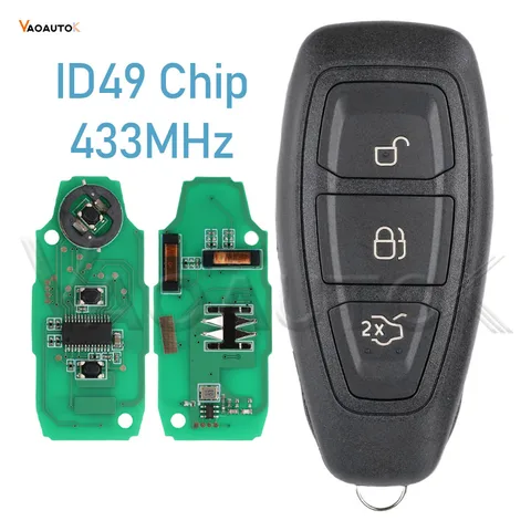 Умный дистанционный брелок ID83 49 чипов без ключа для Ford Focus Kuga Fiesta C-Max Mondeo Grand B-Max 3 кнопки приближения 433 МГц HU101