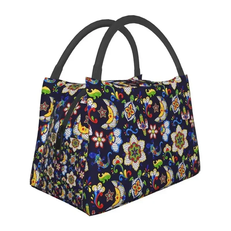 

Mexican Talavera Flower Traditional Decorative Resuable Lunch Box Women Waterproof Thermal Cooler Food Insulated Bag