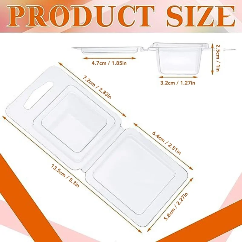 100PCS Wax Melt Molds Calmshell PET Separate Transparent Hanging Hole Empty Wax Melt Container For DIY Candles Chocolate view 5