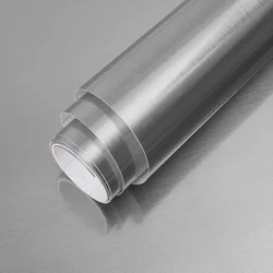 Silver Contact Paper Self Adhesive Decorative Film Silver Metallic Wallpaper for Kitchen Stainless Steel Household Appliance