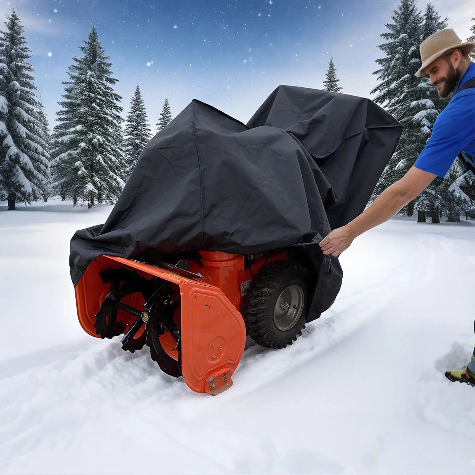 Snow Thrower Cover Tear-Resistant UV Resistant Oxford Cloth Snow Thrower Protective Cover For Yards Gardens Lawn Party Outdoor