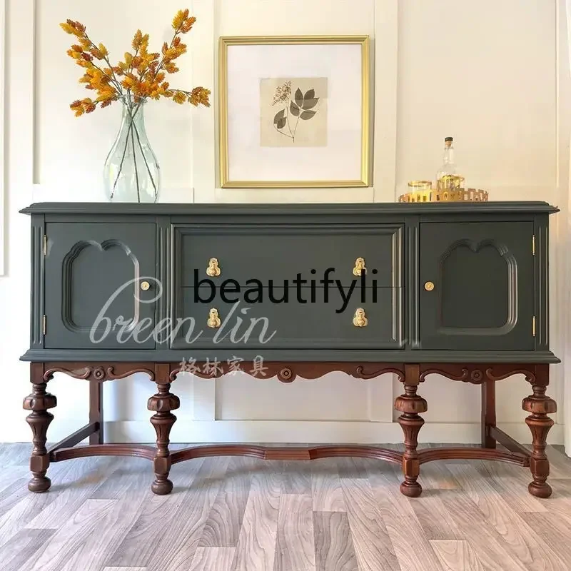 

D06 French retro solid wood porch cabinet living room wall decoration locker/partition foyer cabinet