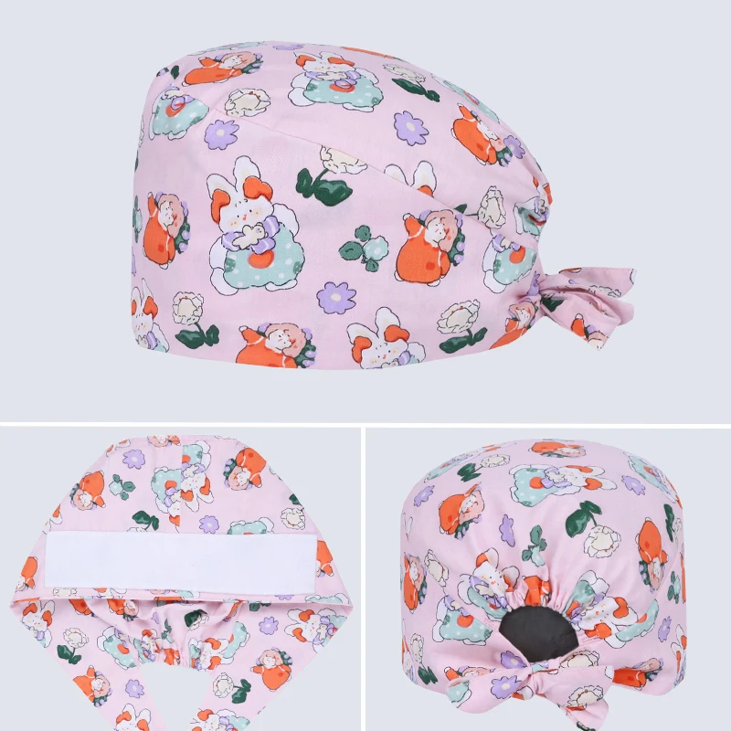 Medical cap Female Surgical Caps Nursing Scrub Cap Clinical Hat 100% Cotton Breathable Hospital Chef Pediatric Dental Hats M909