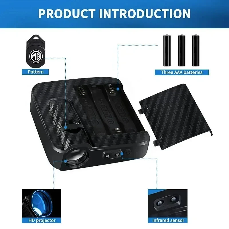 2 قطعة MG HD Led ترحيب ضوء باب السيارة العارض مصابيح ل MG ZS 5 7 6 Cyberster MG4 EV ES5 HS واحد GT GS MG3 3SW MARVEL R Scorpio