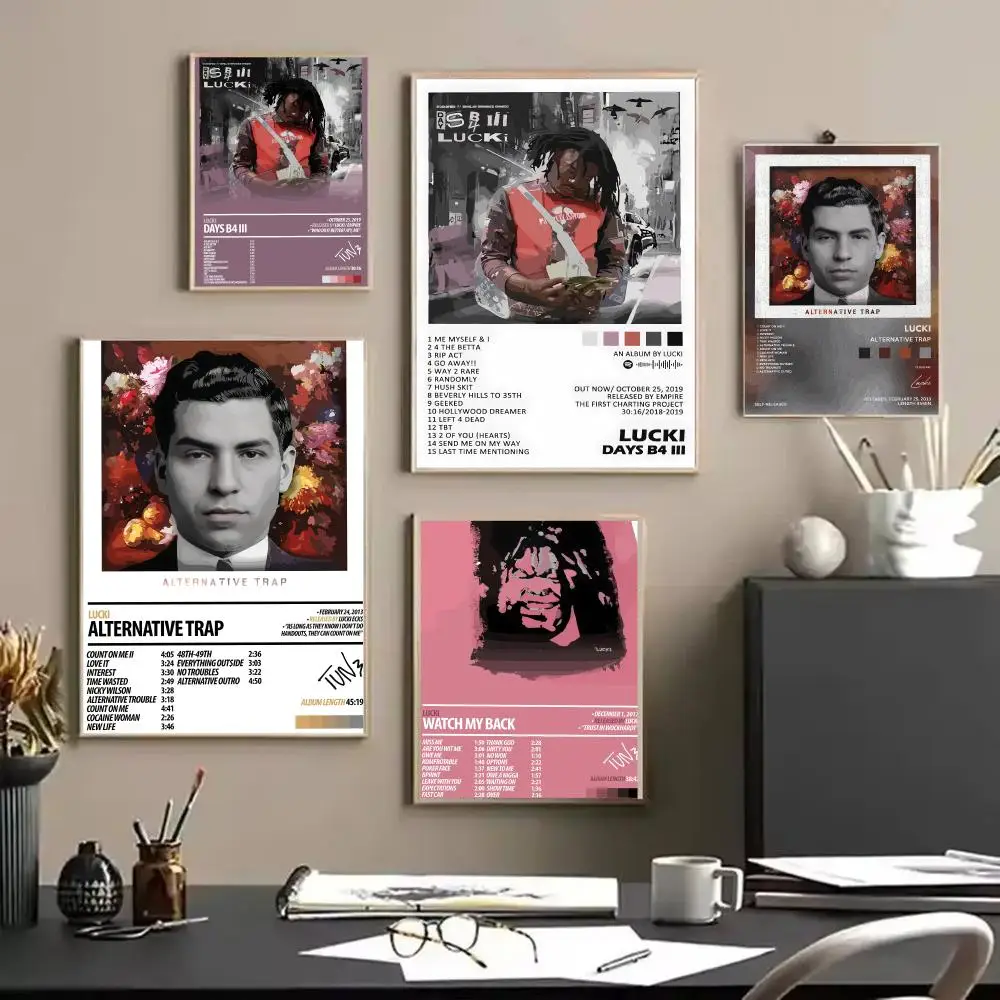 Pop Rap L_LUCKI Album HD Linen Canvas Poster Wall Art Prints for Living Room Bedroom Office Home Decoration Gift