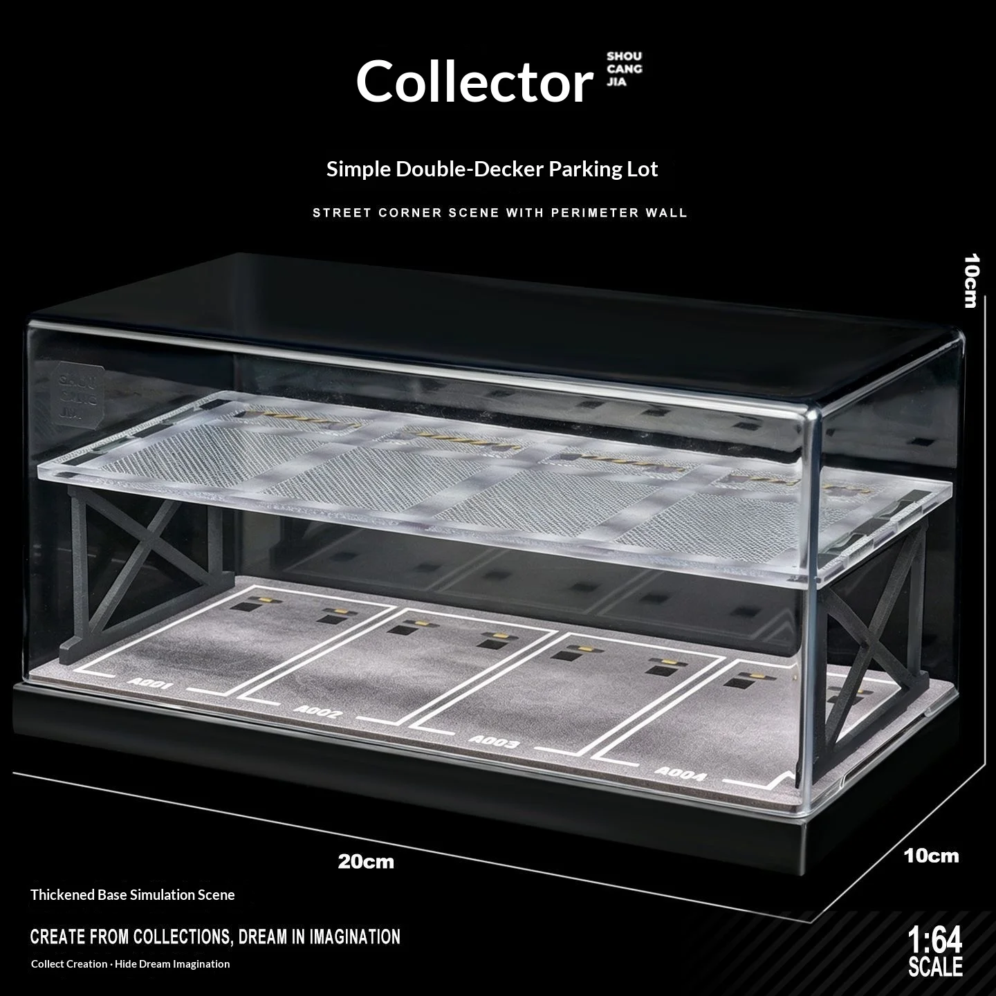 Collector 1:64 Scale Two-Story Parking Garage Diorama – Snap-Fit Assembly with Dust-Proof Cover & LED Lights, Storage Display view 2