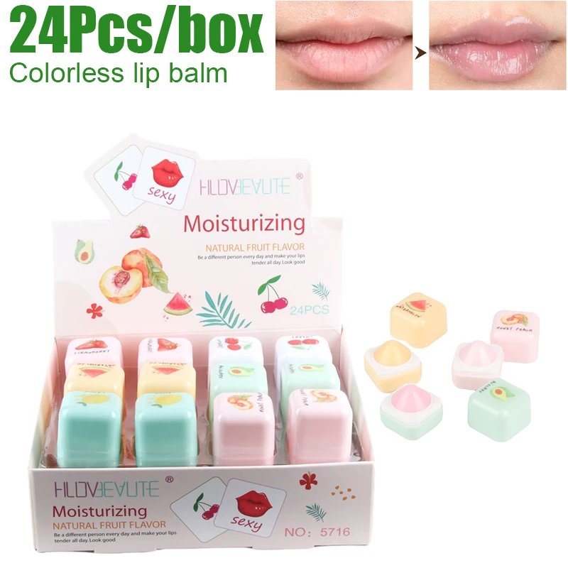 24Pcs Kawaii Lip Balm Wholesale Items for Resale In Bulk Transparent Lipstick Moisturizing Cosmetic Items Lip Stick