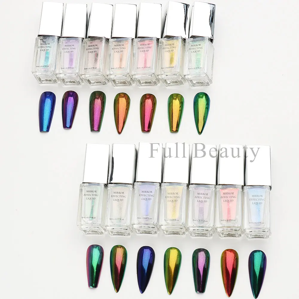 5Ml Magic Chrome เล็บ Aurora Powder Chrome Liquid Metallic Mirror Effect ไม่มีฝุ่นสีเจลทาเล็บฟังก์ชั่น Top Coat GLBJ01