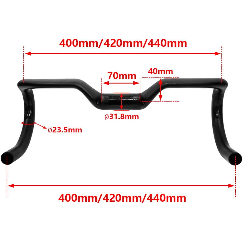 New T1000 Full Carbon Fiber Road Bike Handlebars Internal Bicycle Bend Handle Rise 40mm Cycling Handlebar 400/420/440mm Width