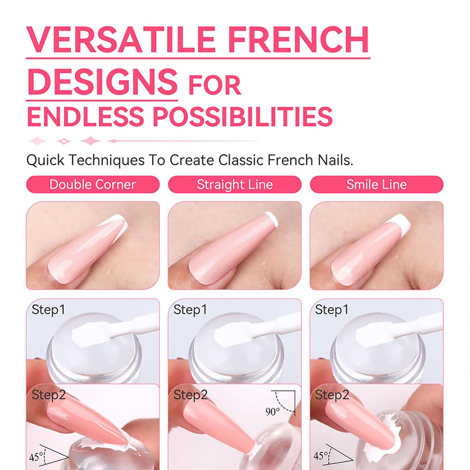 프랑스어 네일 아트 실리콘 스탬프 세트 스크레이퍼가있는 투명 네일 스탬퍼 살롱 가정용 DIY 매니큐어 디자인 도구