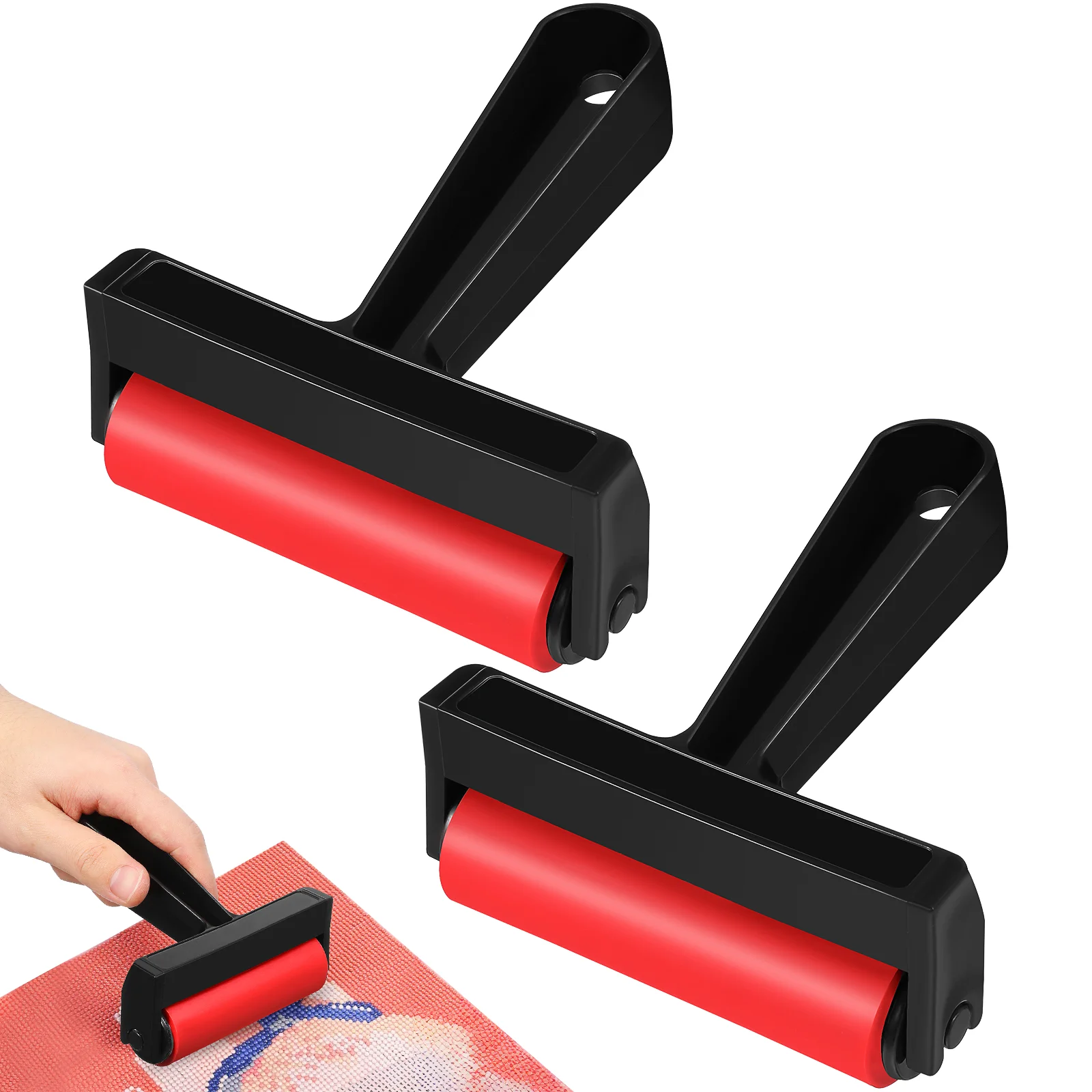 

2 Pcs Scroll Wheel Red Roller Child Tools Accessories Plastic Supplies Painting