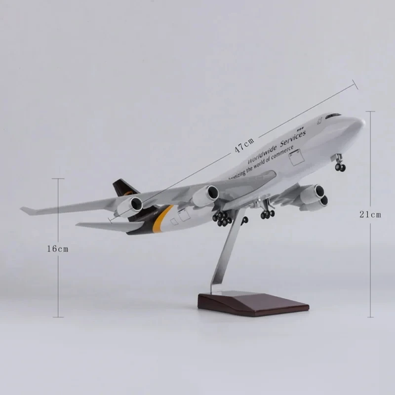 UPS B747 Diecast Resin Airplane Model Toy 47CM with Stand base Desktop 747 Model Plane Display Building Model Aviation Enthusias