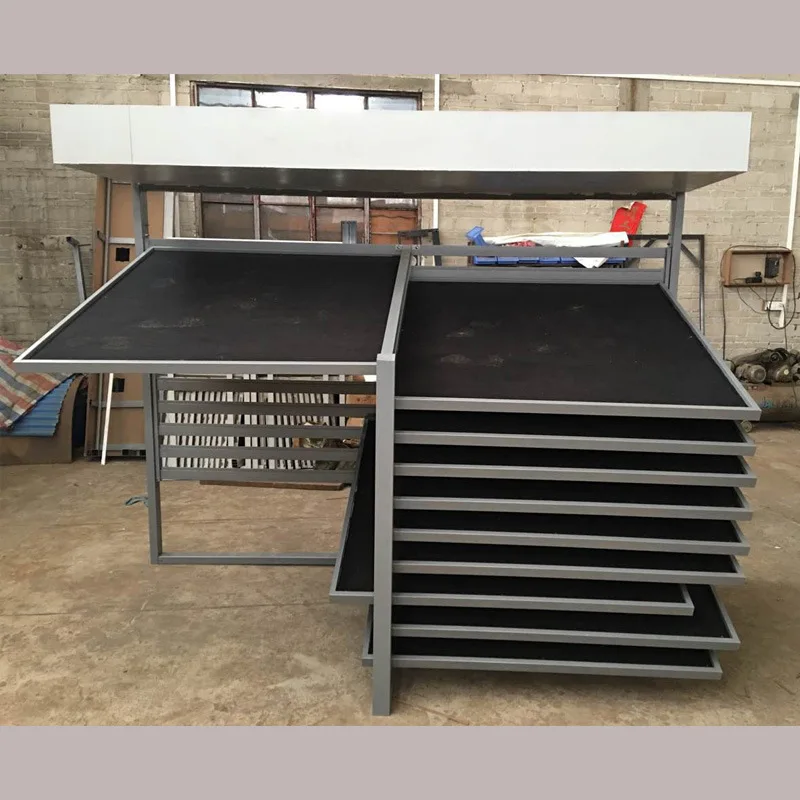 Wooden Floor Display Rack Movable Push-Pull Tile Sample Rack