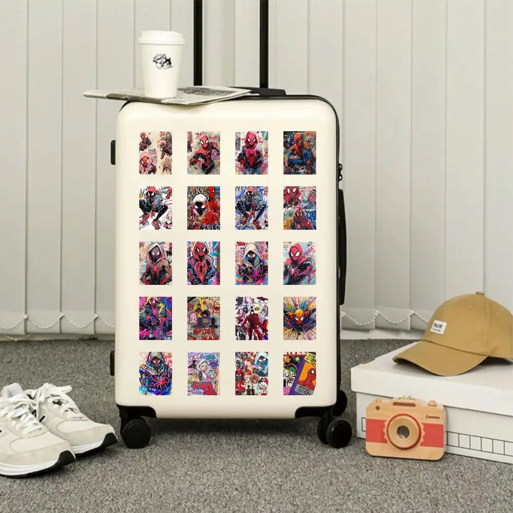 63 Uds. De pegatinas de grafiti pintadas a mano de Spider Man de Disney, pegatinas de dibujos animados de superhéroe geniales, cuaderno, teléfono, guitarra, juguetes para niños