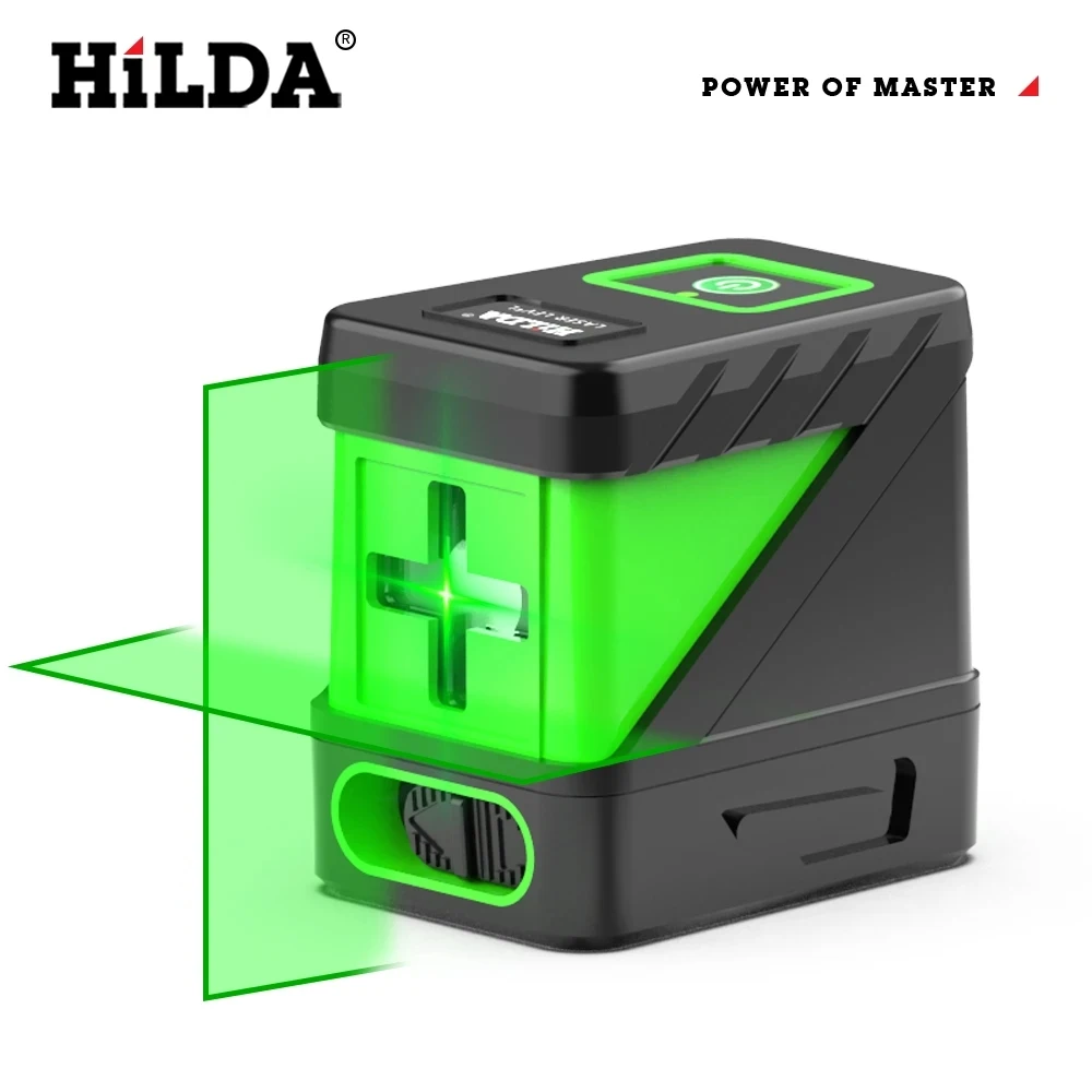 HILDA 2 Lines Laser Level Self Levelling Green Beams Laser Horizontal & Vertical Cross-Line